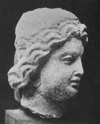 Head of god Brahma or a young brahman