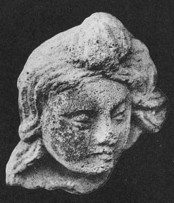 Head of god Brahma or a young brahman
