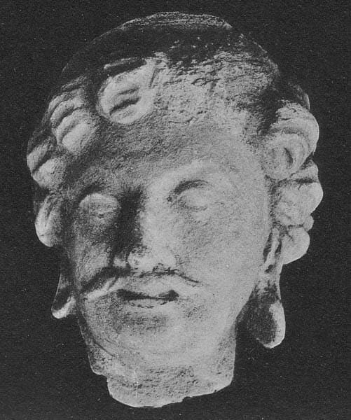 Figure in Stucco: Head of Warrior, Bāgh Gaï, Hadda