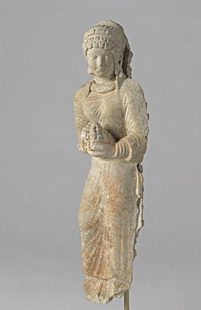 Figure in Stucco: Female Donor, Haḍḍa, lost location, Hadda