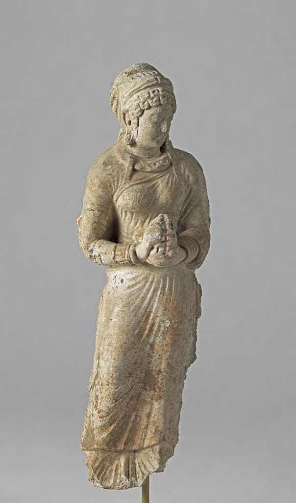 Figure in Stucco: Female Donor, Haḍḍa, lost location, Hadda