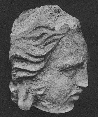 Figure in Stucco: Head of Brahman, Tapa-i Kafarihā, Hadda