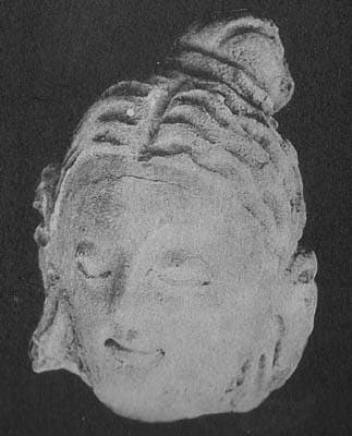 Figure in Stucco: Head of female Donor, Haḍḍa, lost location, Hadda