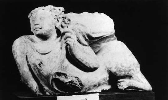 Figure in Stucco: Bust of Gandharva, Tapa Kalān, Hadda