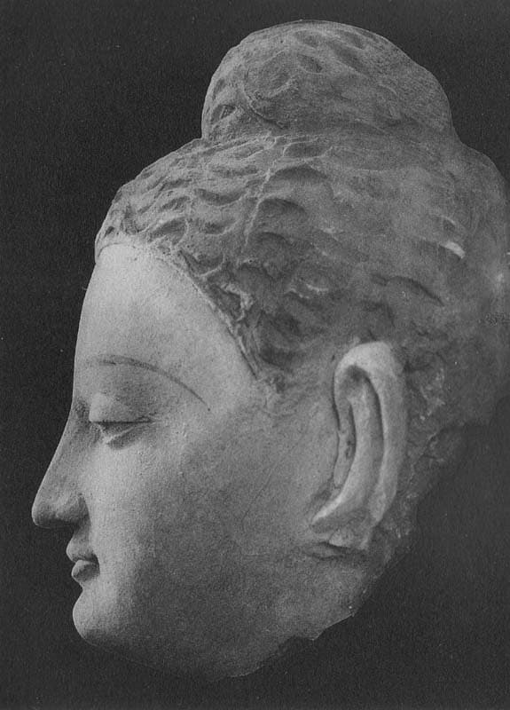 Figure in Stucco: Head of Buddha, Tapa Kalān, Hadda