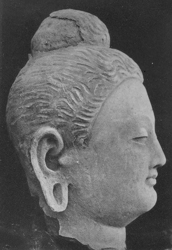 Figure in Stucco: Head of Buddha, Tapa Kalān, Hadda