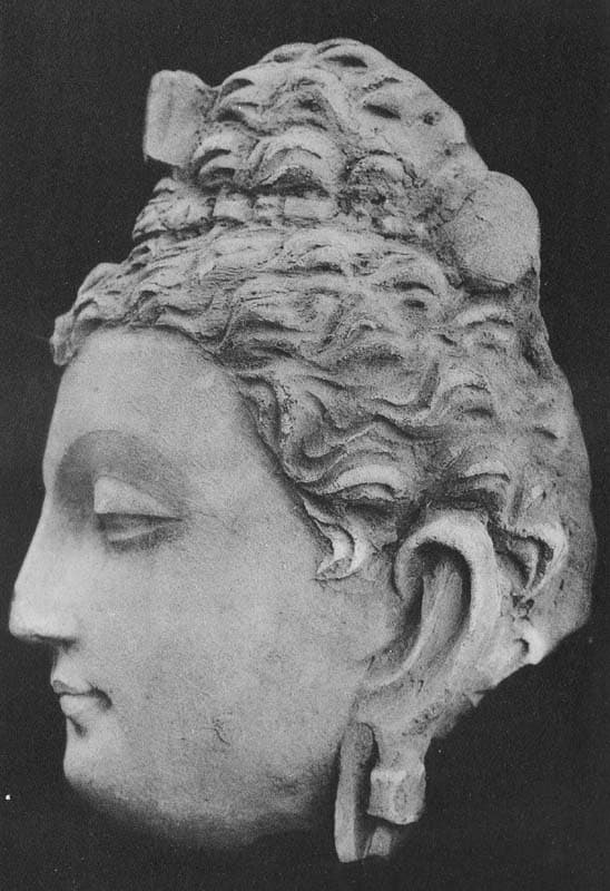 Figure in Stucco: Head of Bodhisattva, Tapa Kalān, Hadda