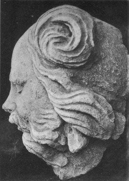 Figure in Stucco: Head of Brahman, Tapa Kalān, Hadda