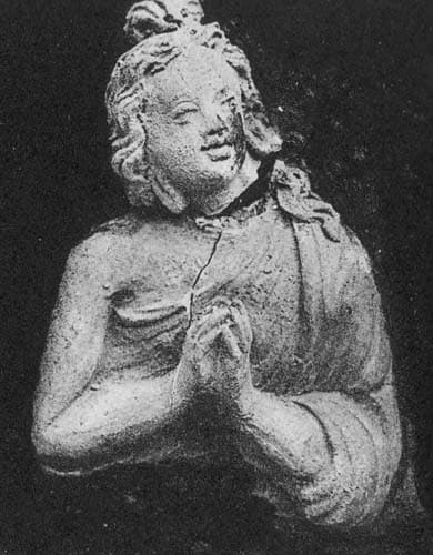 Figure in Stucco: Bust of god Brahma or a young brahman, Tapa Kalān, Hadda