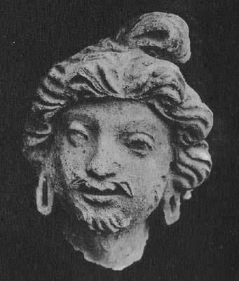 Figure in Stucco: Head of Brahman, Tapa Kalān, Hadda