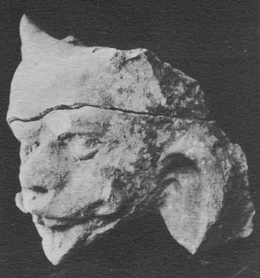 Figure in Stucco: Head of Demon, Tapa Kalān, Hadda