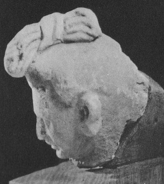 Head of Monk Bhikṣu, Novice with a lock of hair
