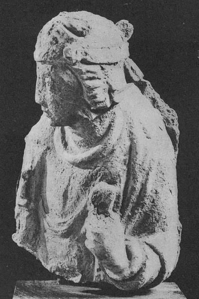 Figure in Stucco: Bust of Vajrapāṇi, Tapa-i Kafarihā, Hadda