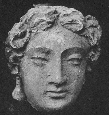 Figure in Stucco: Head of a young donor, Tapa-i Kafarihā, Hadda