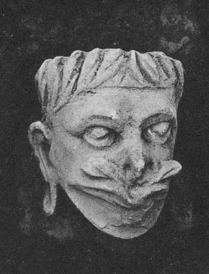 Figure in Stucco: Head of Demon, Tapa Kalān, Hadda