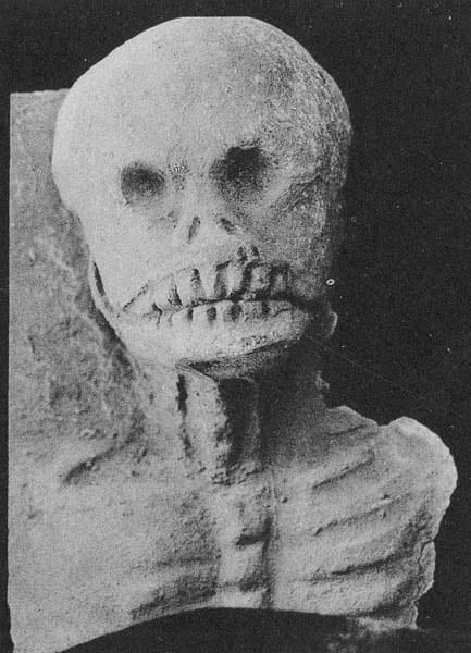 Figure in Stucco: Bust of Skeleton, Tapa Kalān, Hadda