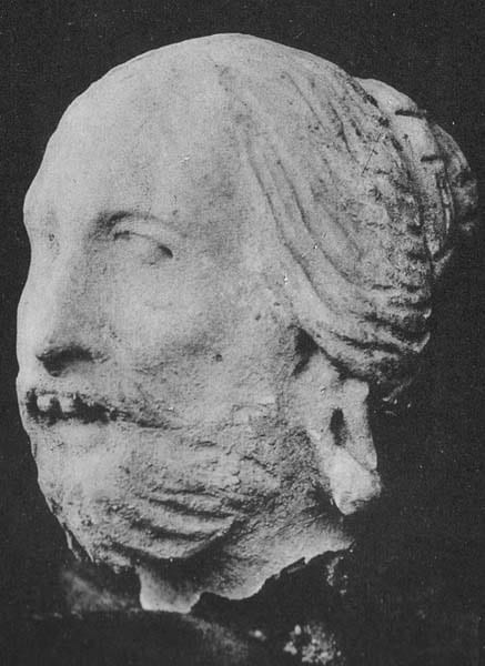 Figure in Stucco: Head of Demon, Tapa Kalān, Hadda