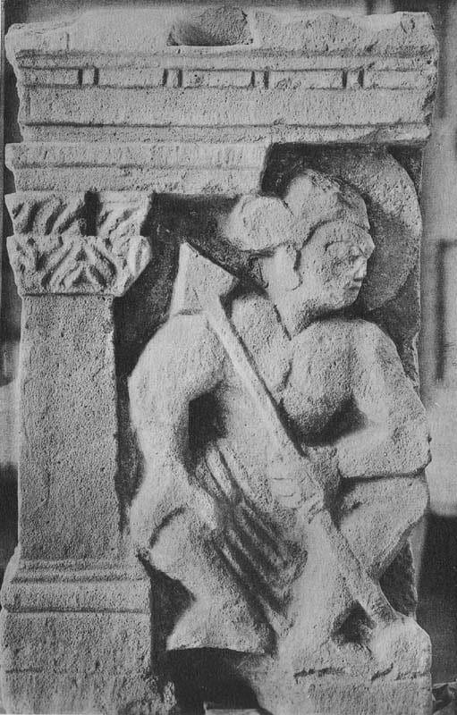 Historiated bas-relief in Stucco: Armed Guardian, Tapa Kalān, Hadda