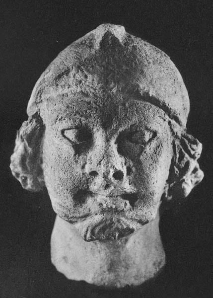 Figure in Stucco: Head of Demon, Tapa Kalān, Hadda