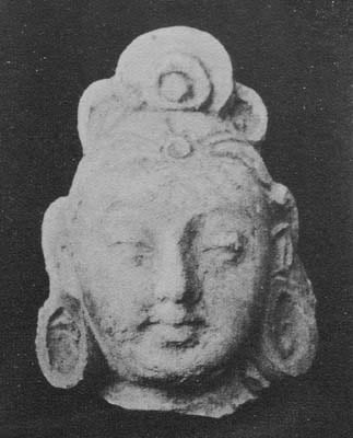 Figure in Stucco: Head of Secondary Deity, Tapa Kalān, Hadda