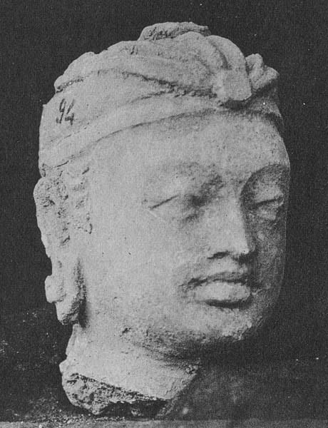 Figure in Stucco: Head of god Indra or a Bodhisattva, Tapa Kalān, Hadda