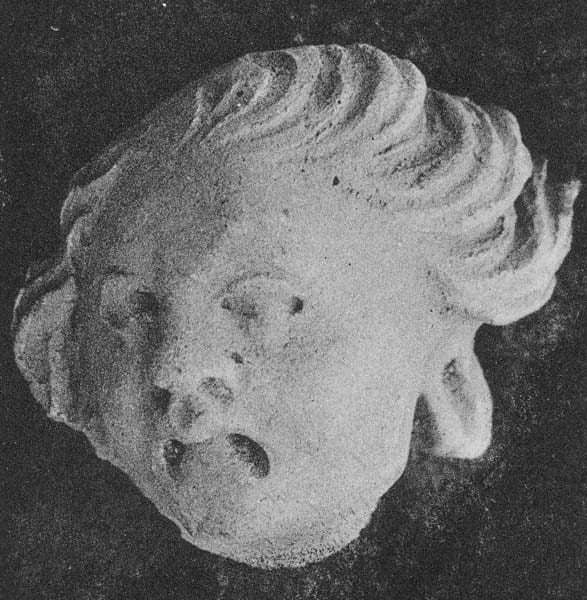 Figure in Stucco: Head of Demon, Tapa Kalān, Hadda