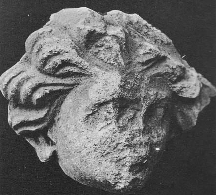 Figure in Stucco: Head of Demon, Tapa Kalān, Hadda