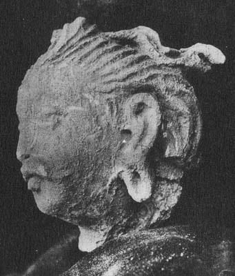 Figure in Stucco: Head of Demon, Tapa Kalān, Hadda