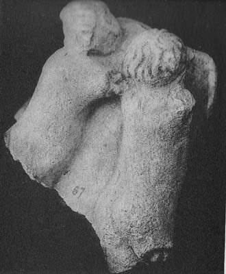 Historiated scene in Stucco: Putti (child figures), Tapa Kalān, Hadda