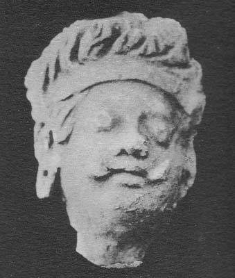 Figure in Stucco: Head of Demon, Tapa Kalān, Hadda